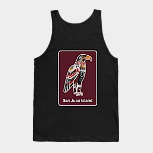 San Juan Island Washington Native American Indian American Red Background Eagle Hawk Haida Tank Top